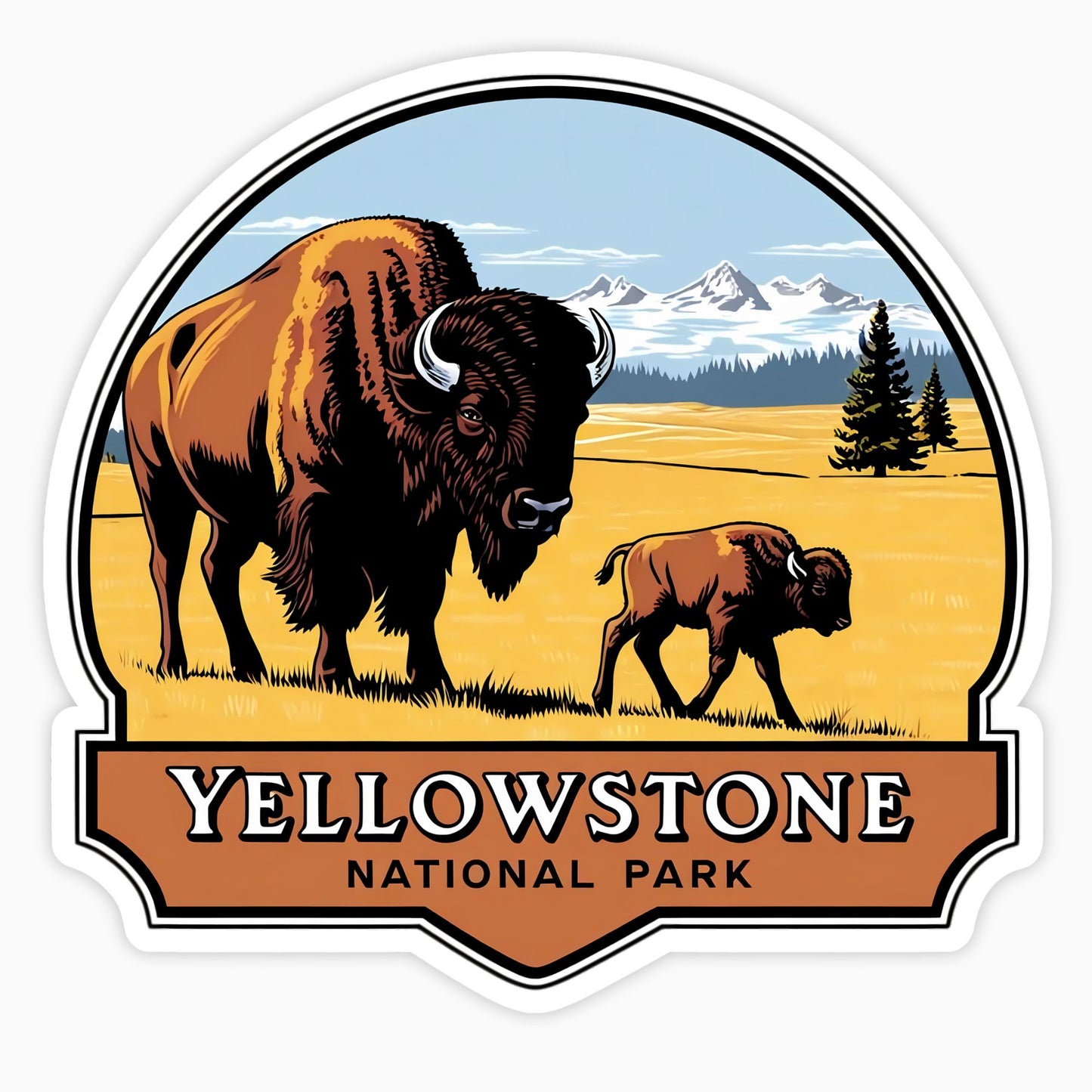 Yellowstone National Park | Sticker | Bison with Calf
