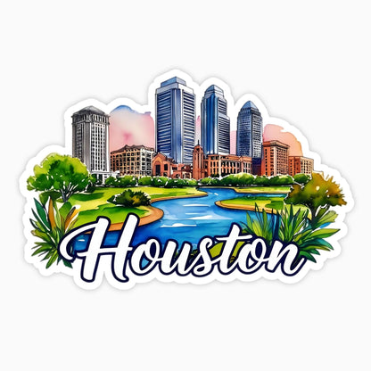 Houston | Sticker | Watercolor Style