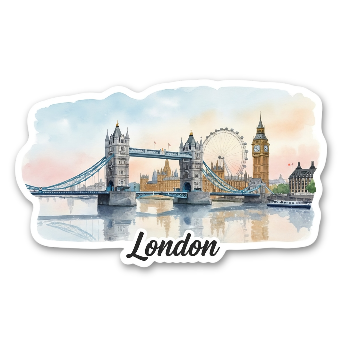 London | Sticker | Watercolor Style