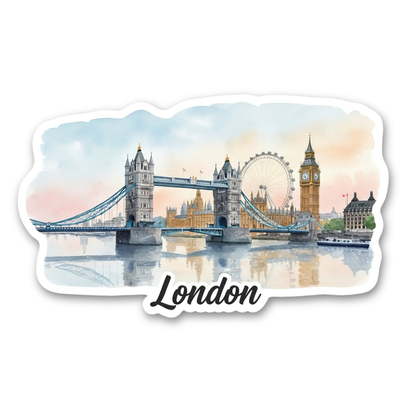London | Sticker | Watercolor Style