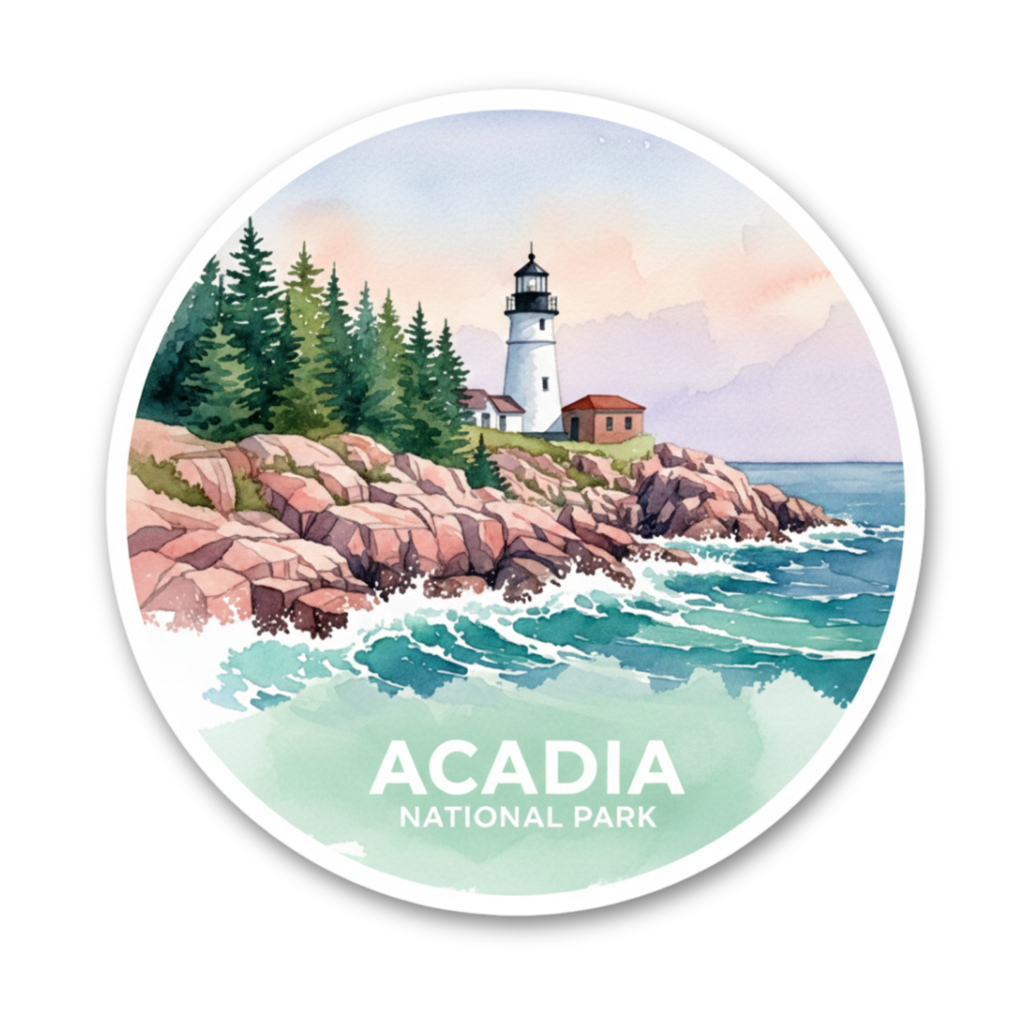 Acadia National Park Watercolor Vinyl Sticker