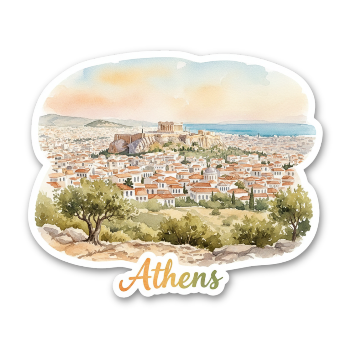 Athens Watercolor Vinyl Sticker