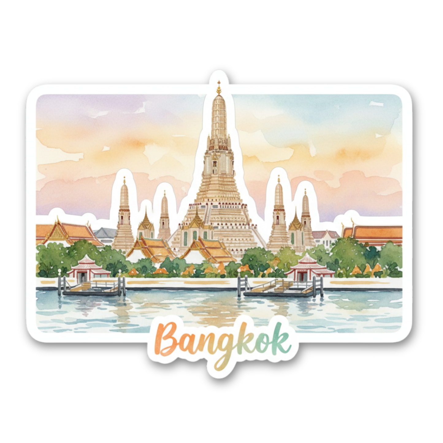 Bangkok Watercolor Vinyl Sticker