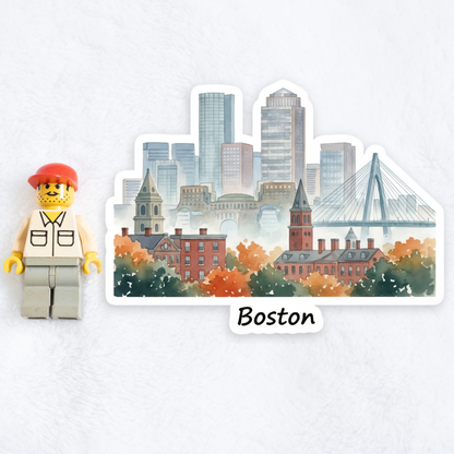 Boston Watercolor Vinyl Sticker
