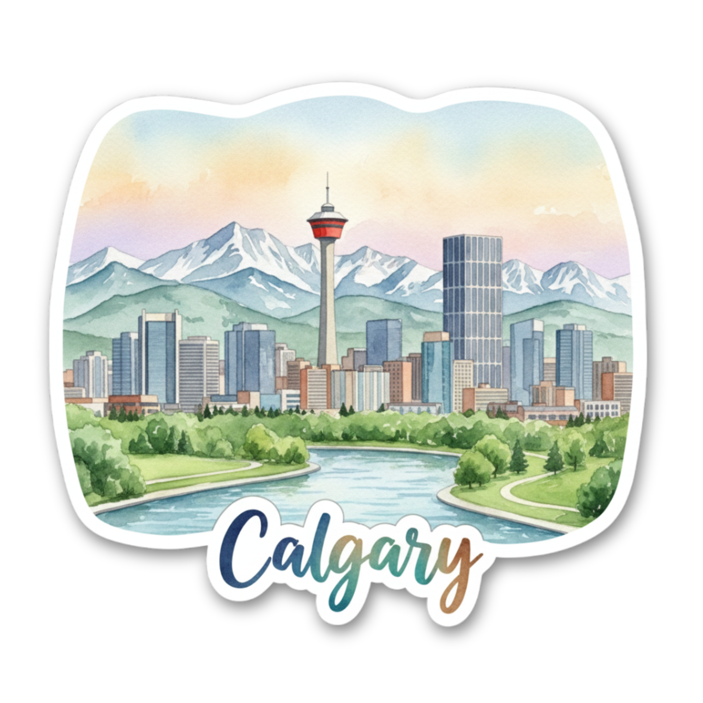 Calgary Watercolor Vinyl Sticker