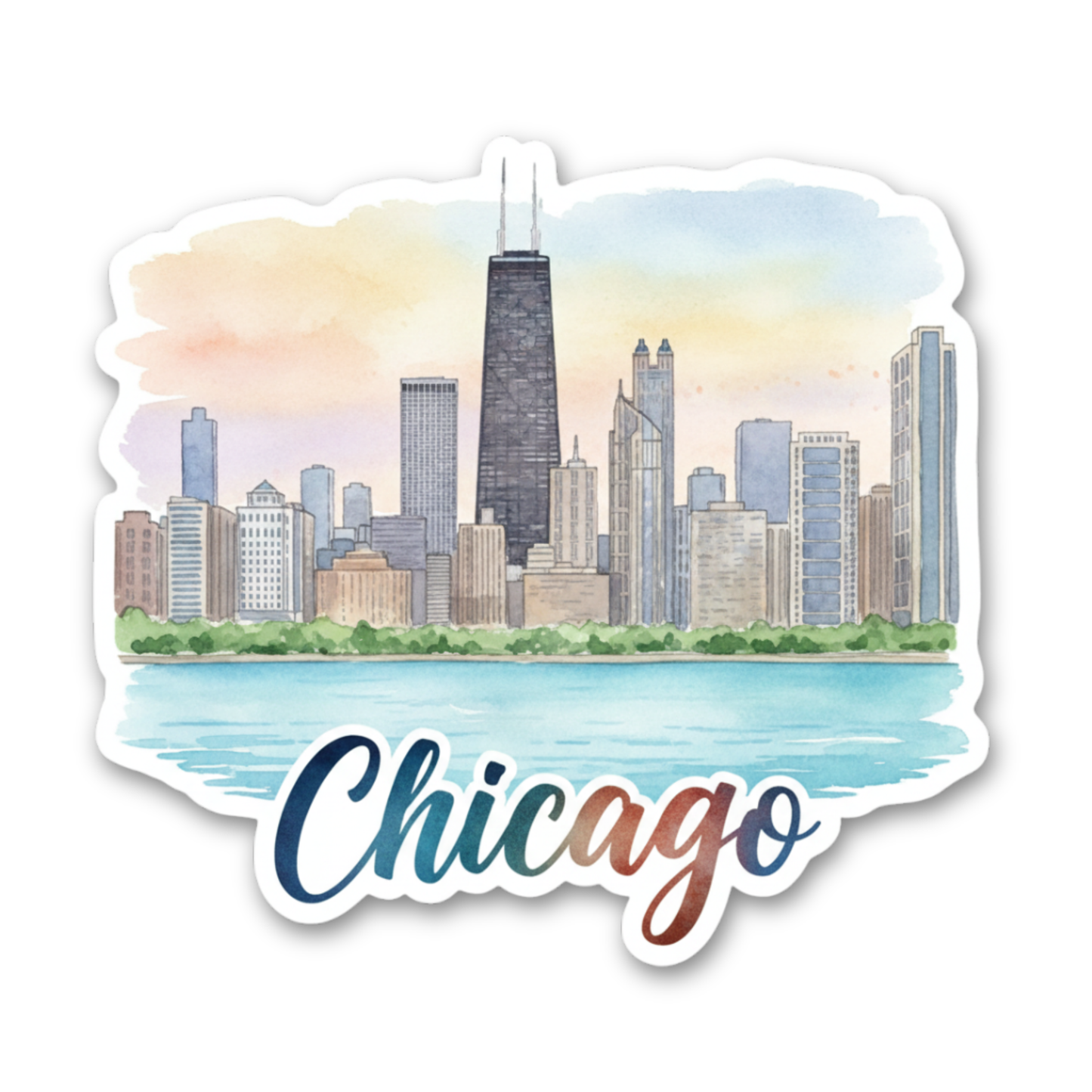 Chicago Watercolor Vinyl Sticker