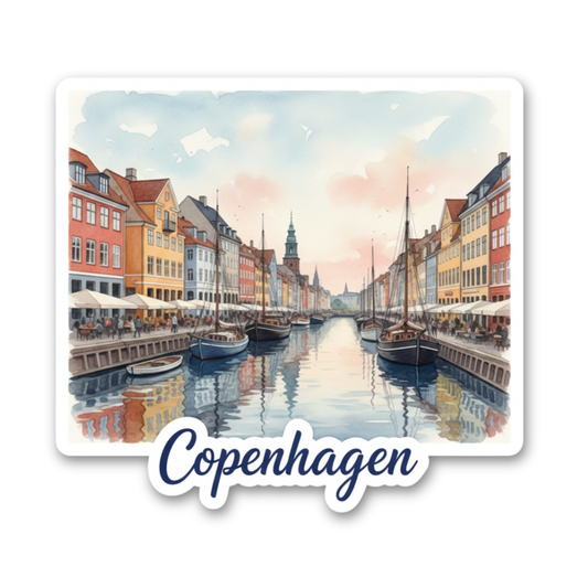 Copenhagen Watercolor Vinyl Sticker