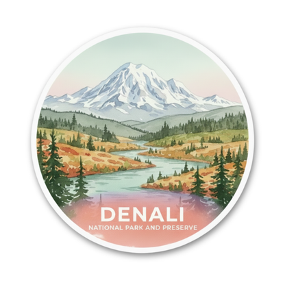 Denali National Park Watercolor Vinyl Sticker