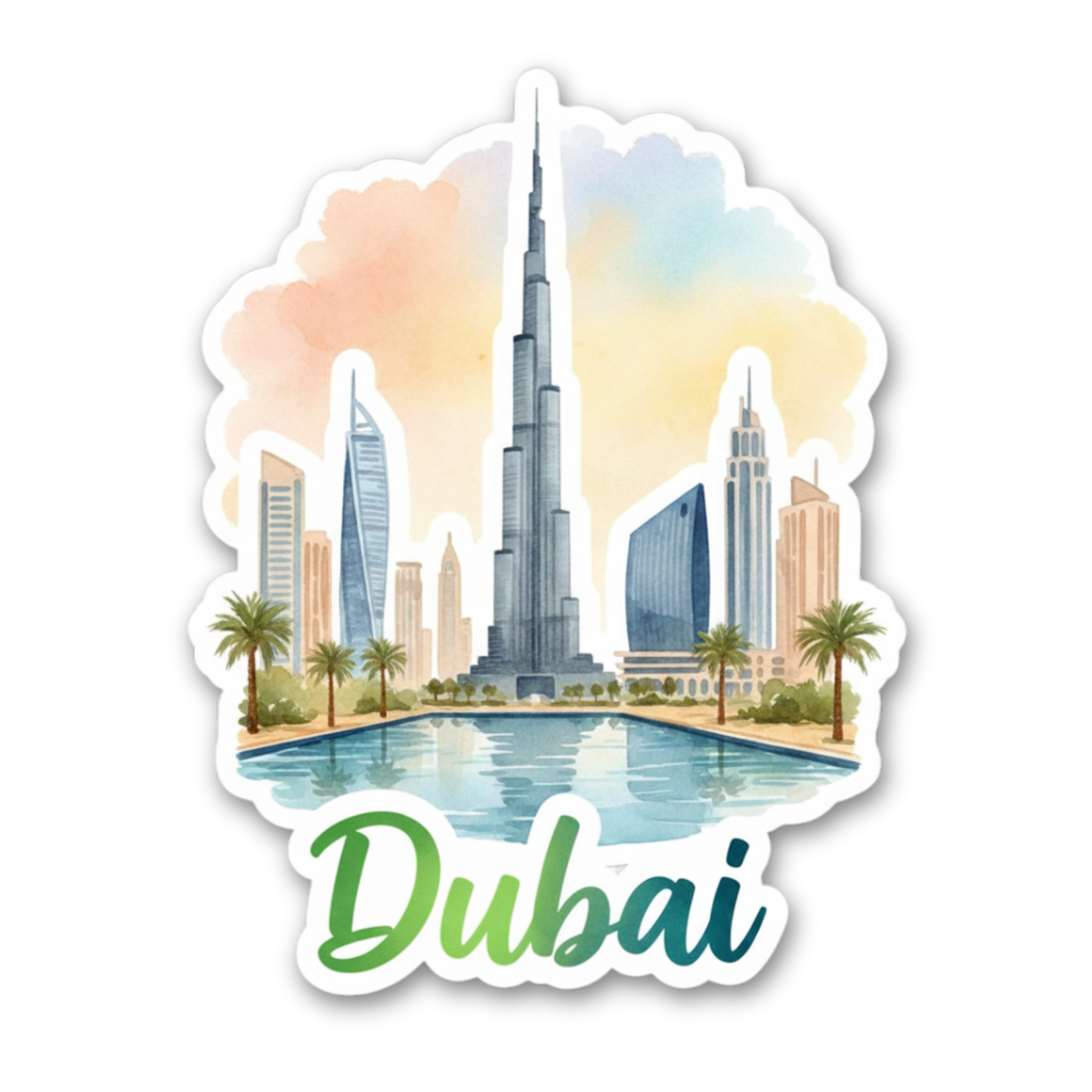 Dubai Watercolor Vinyl Sticker