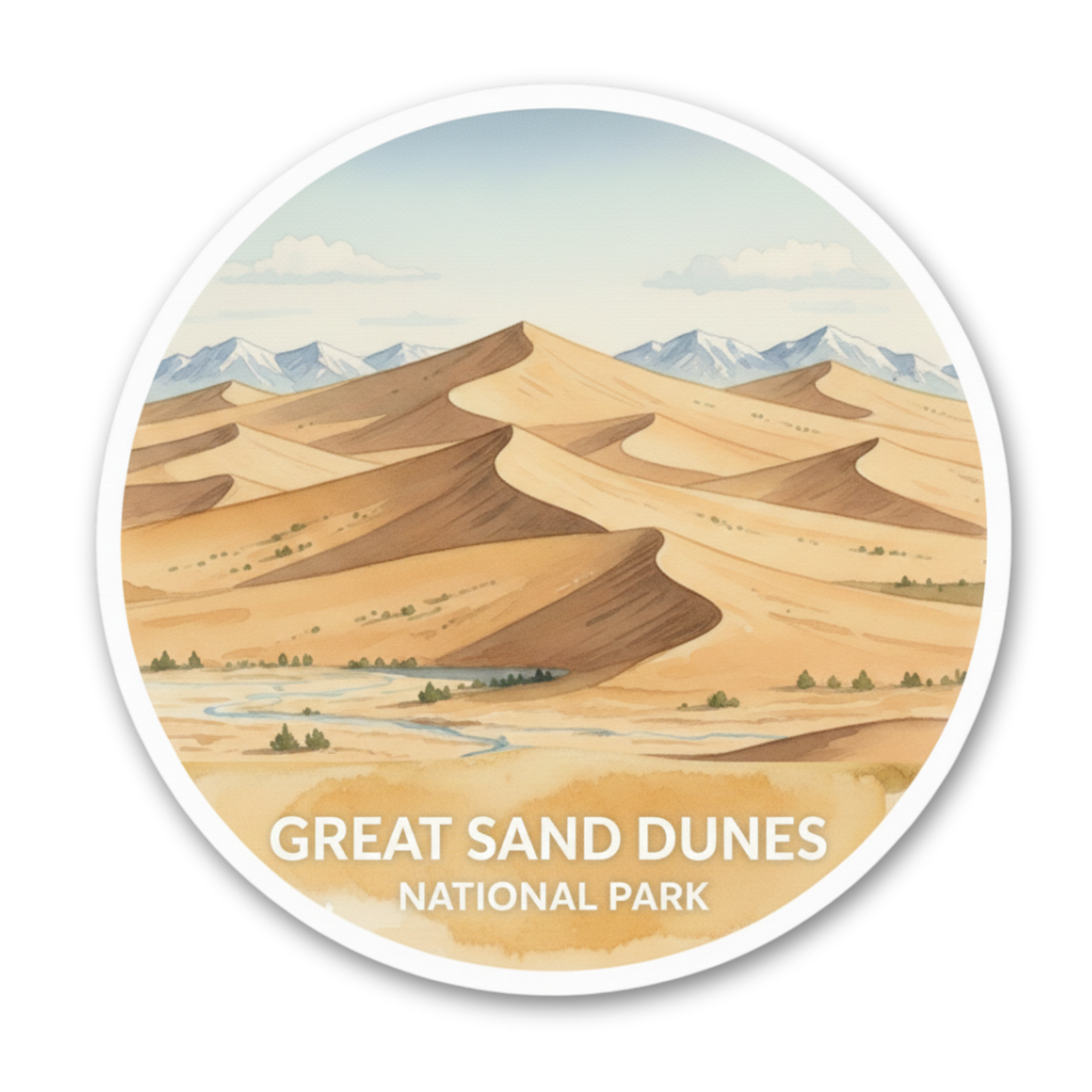 Great Sand Dunes National Park Watercolor Vinyl Sticker