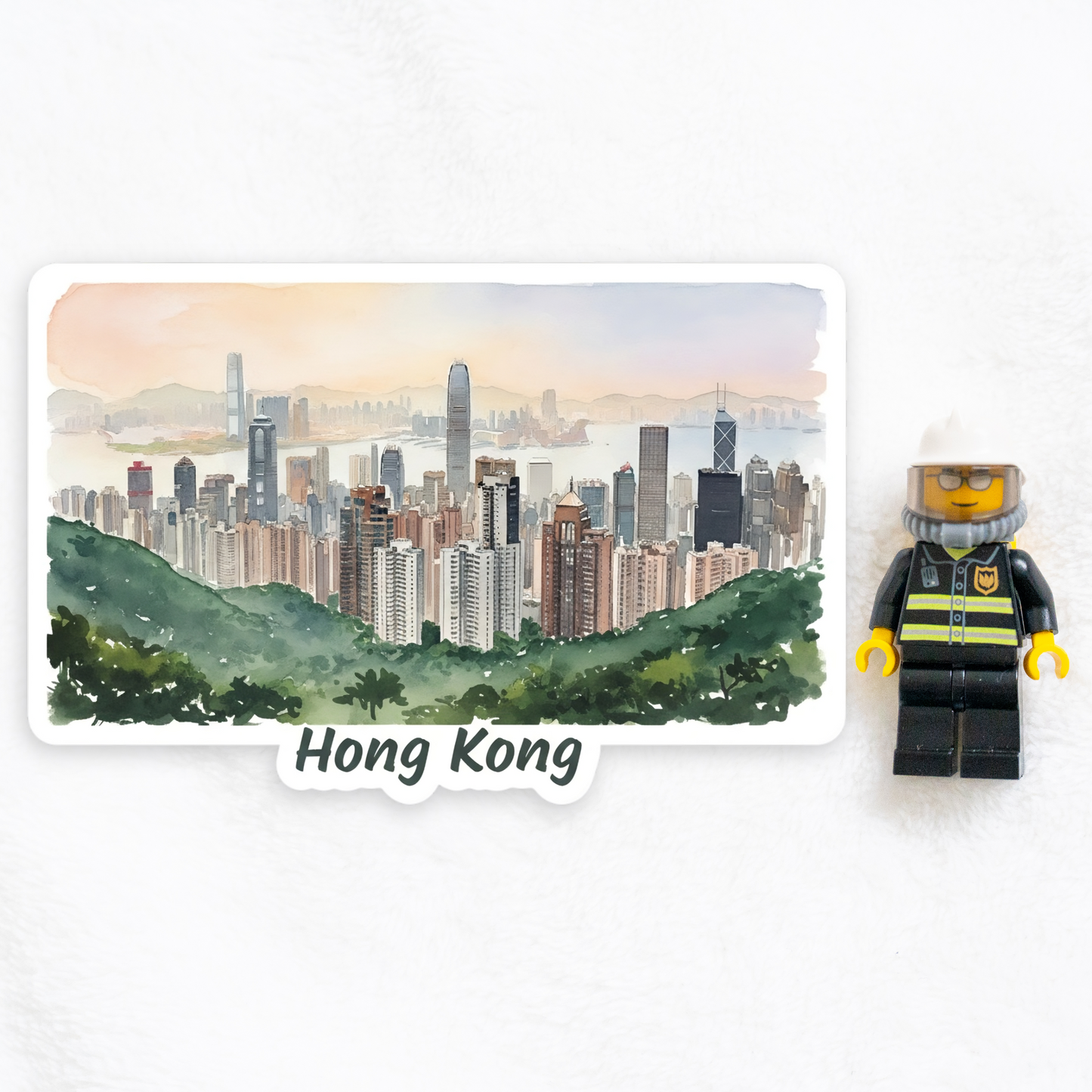 Hong Kong Watercolor Vinyl Sticker