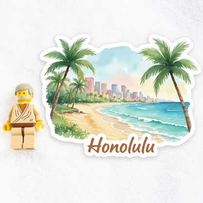 Honolulu Watercolor Vinyl Sticker