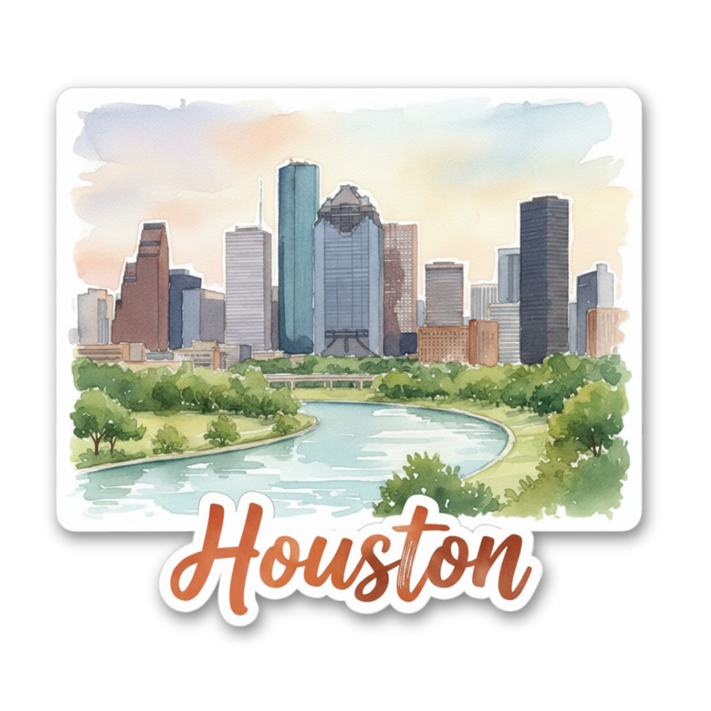 Houston Watercolor Vinyl Sticker
