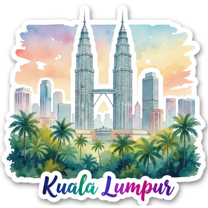 Kuala Lumpur Watercolor Vinyl Sticker