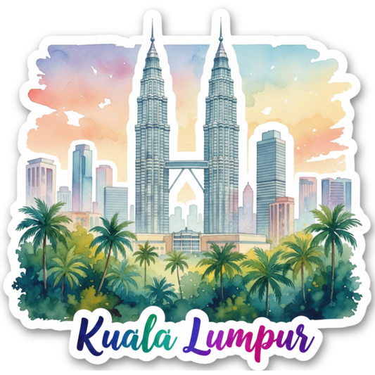 Kuala Lumpur Watercolor Vinyl Sticker