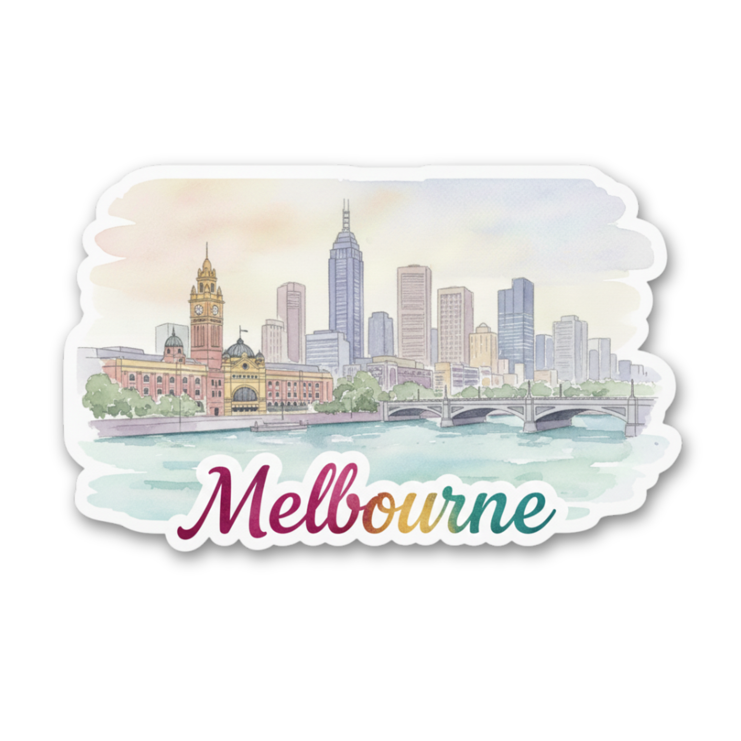 Melbourne Watercolor Vinyl Sticker