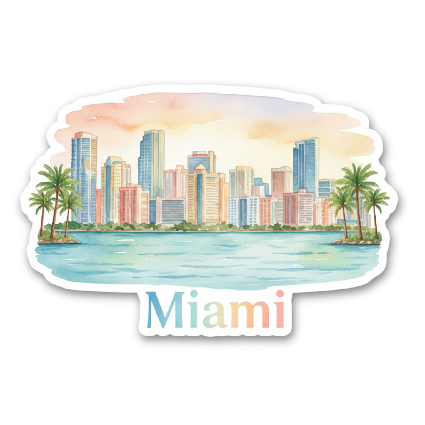 Miami Watercolor Vinyl Sticker