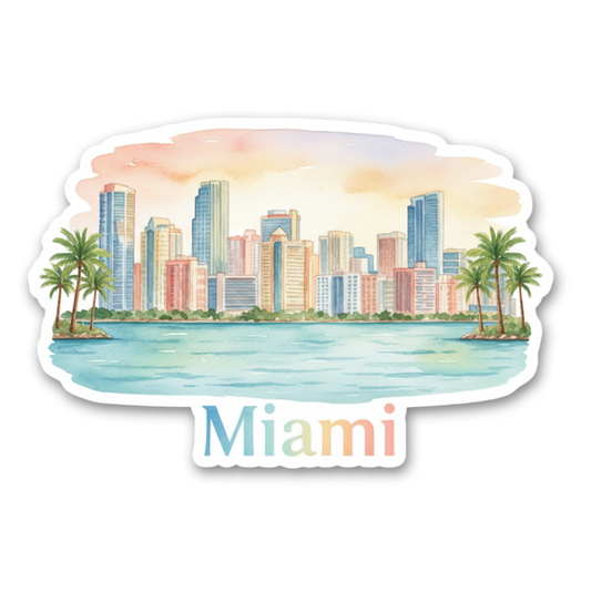Miami Watercolor Vinyl Sticker
