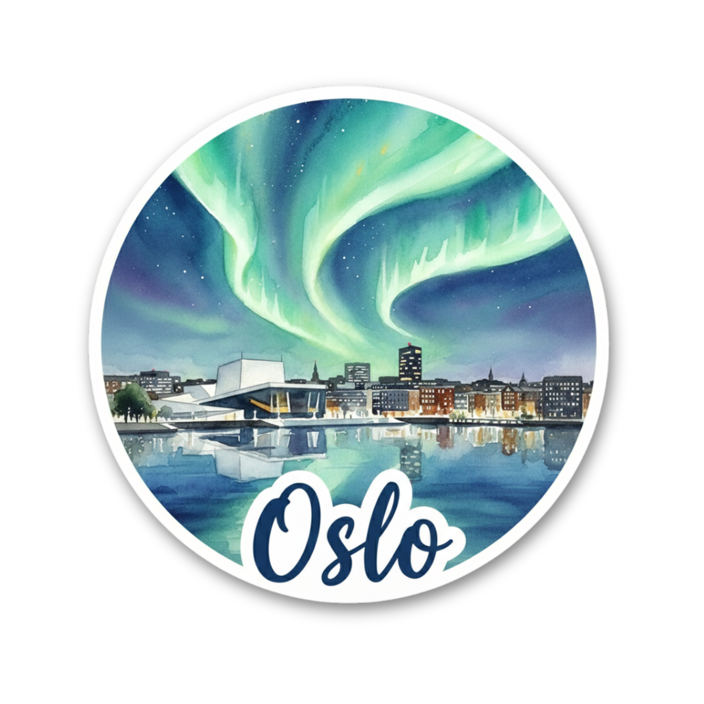 Oslo Watercolor Vinyl Sticker