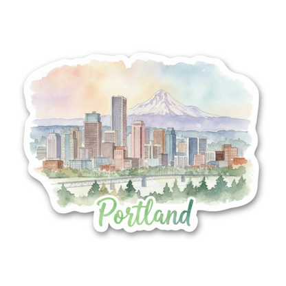 Portland Watercolor Vinyl Sticker