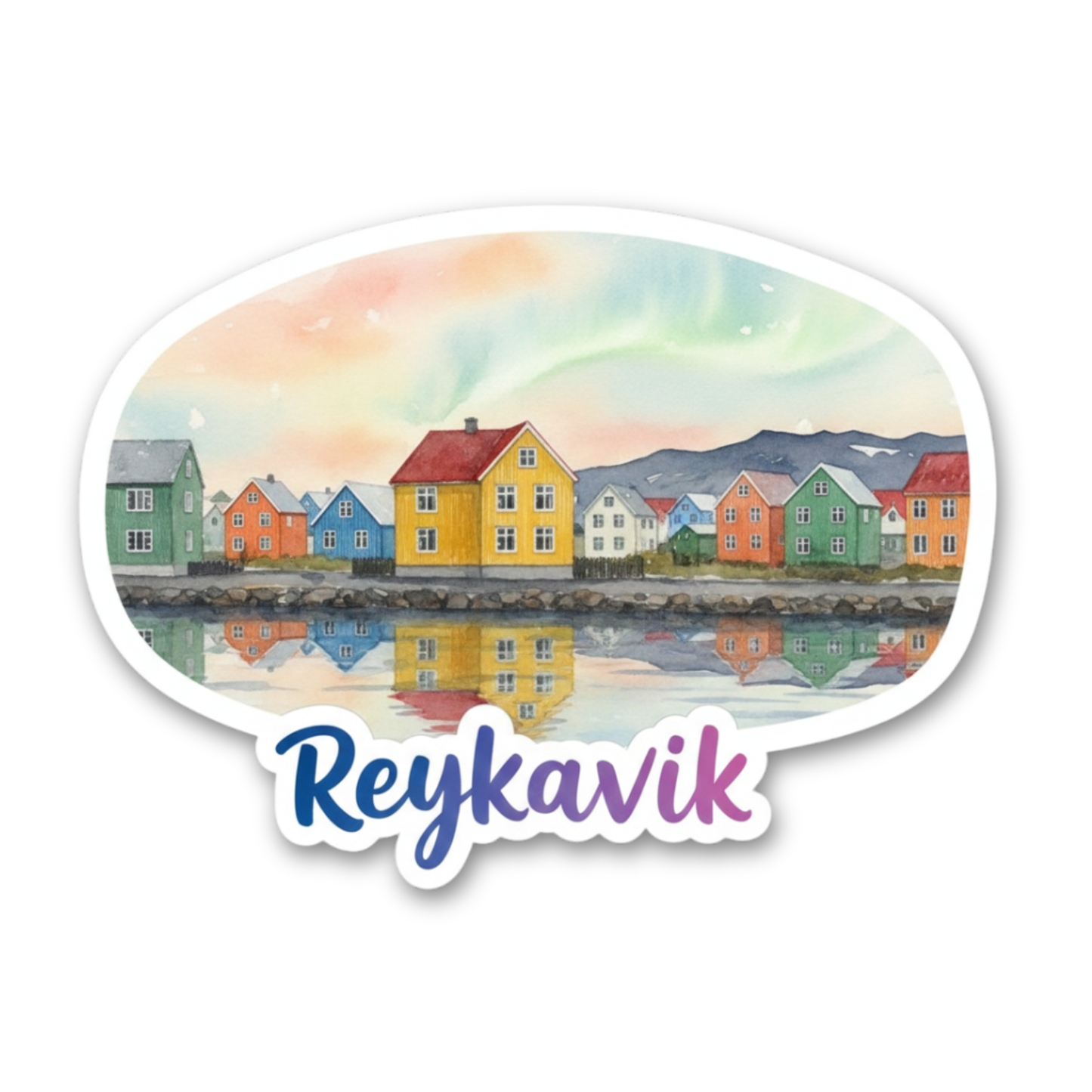 Reykavik Watercolor Vinyl Sticker