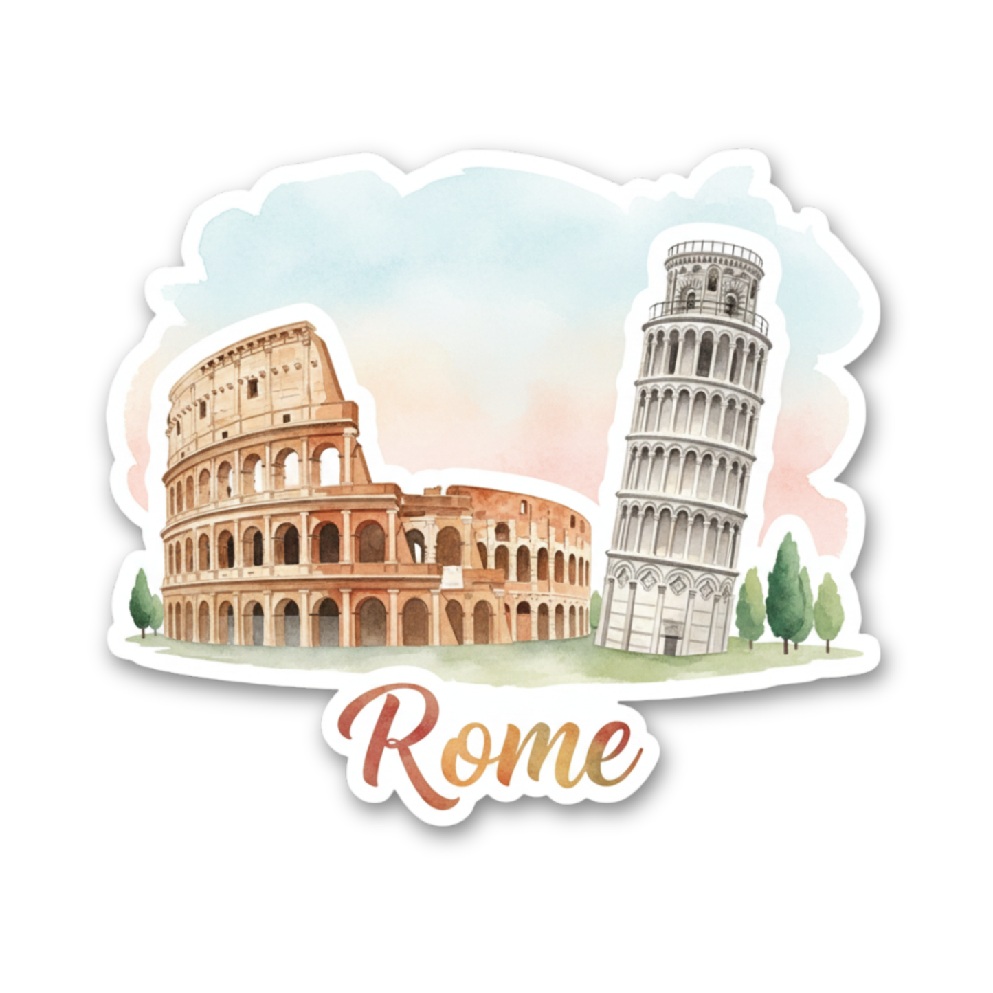 Rome Watercolor Vinyl Sticker