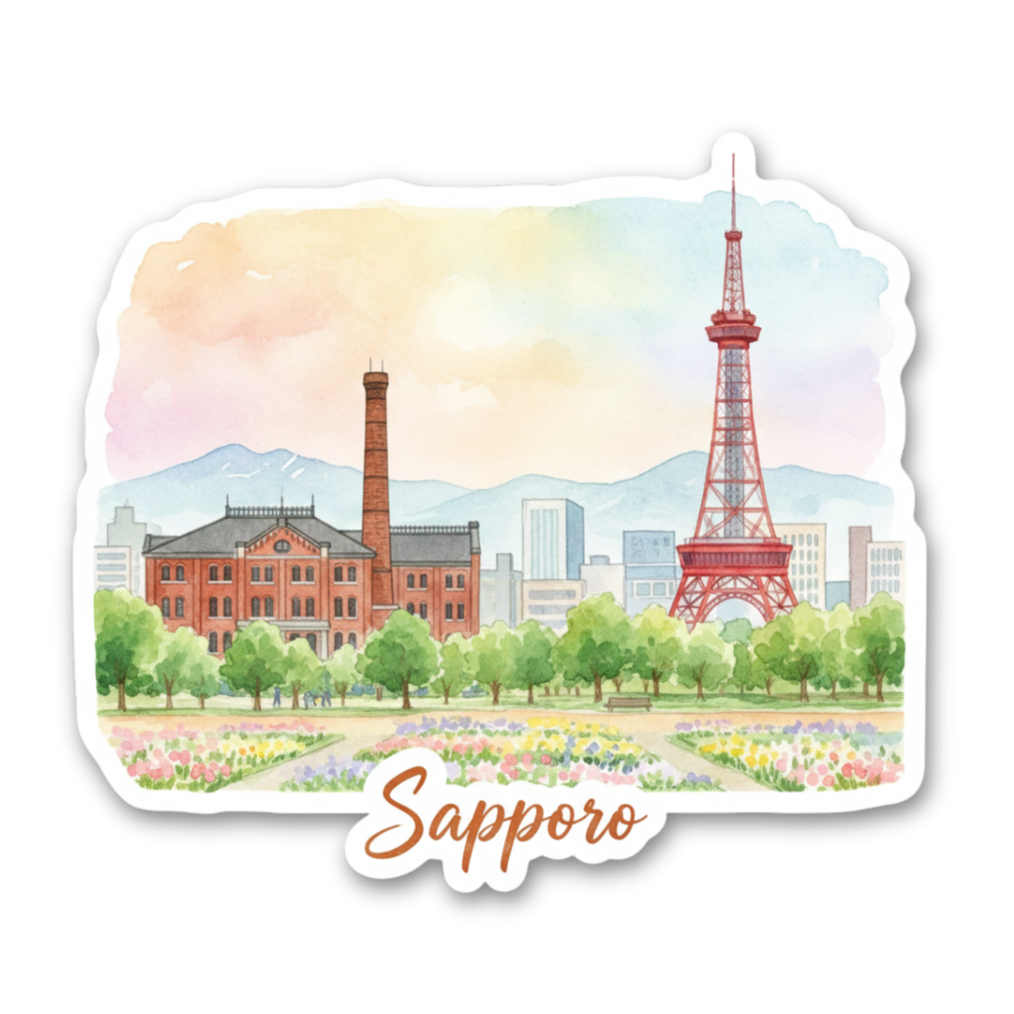Sapporo Watercolor Vinyl Sticker