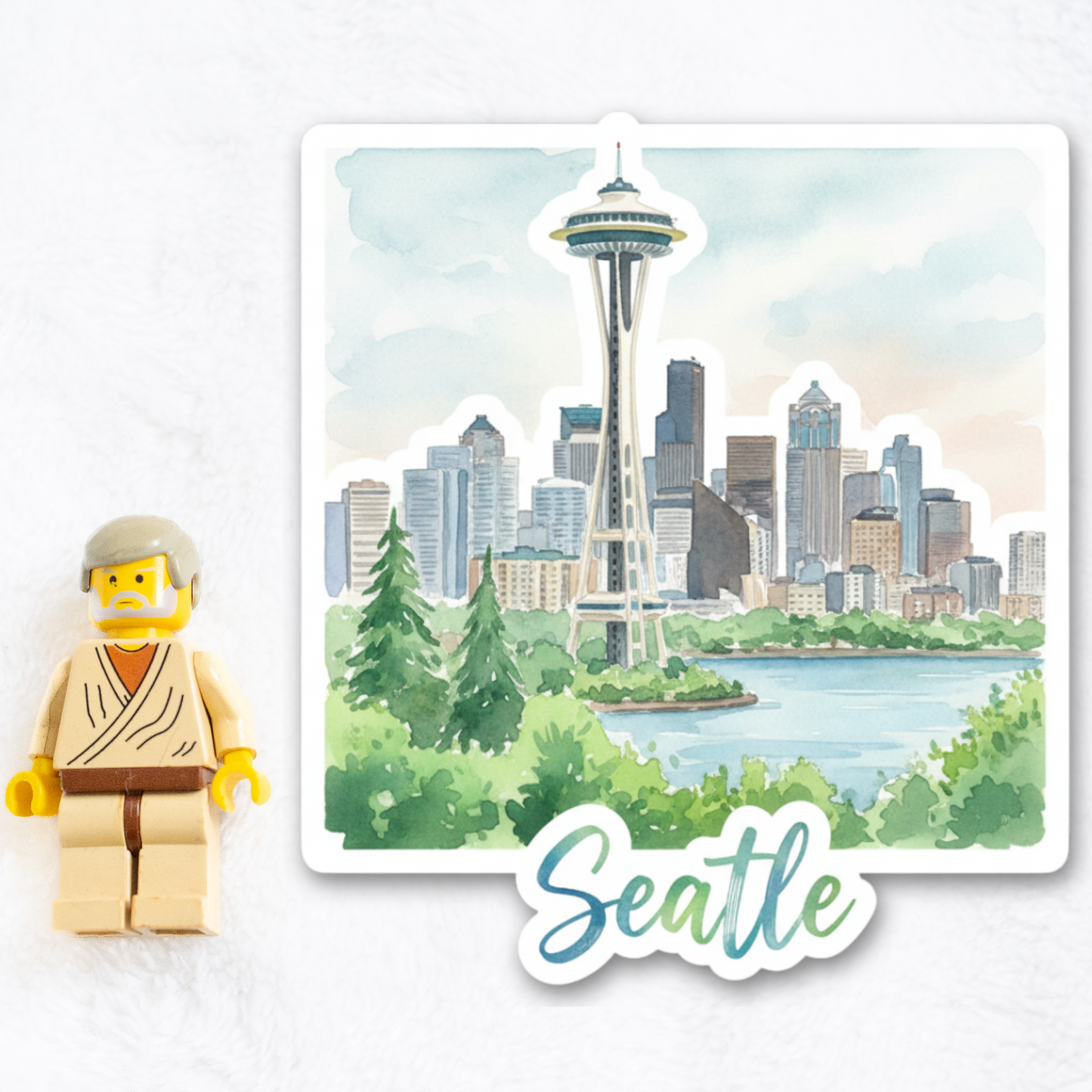 Seattle Watercolor Vinyl Sticker