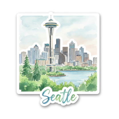 Seattle Watercolor Vinyl Sticker
