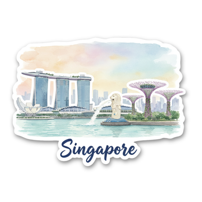 Singapore Watercolor Vinyl Sticker