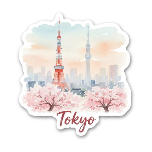 Tokyo Watercolor Vinyl Sticker