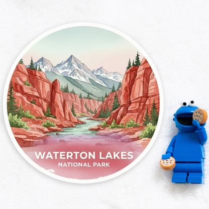 Waterton Lakes National Park Watercolor Vinyl Sticker
