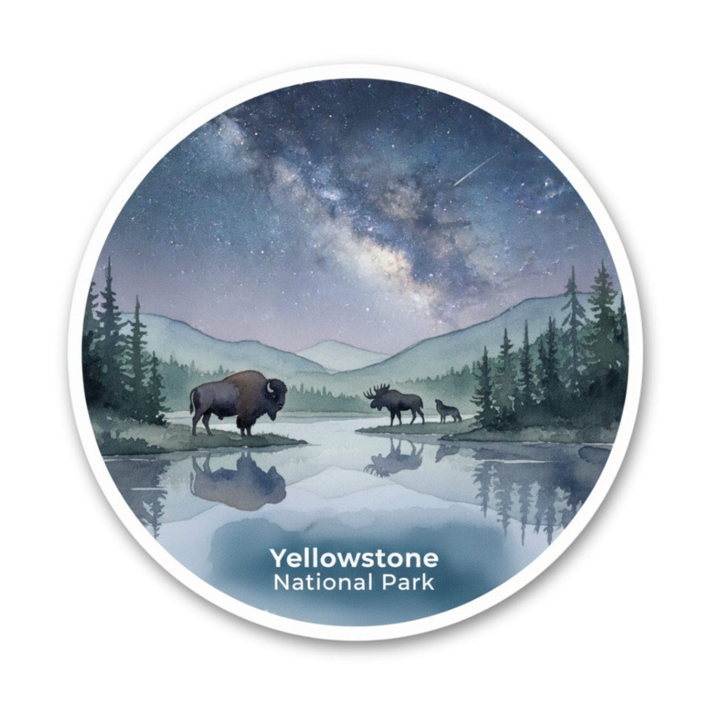Yellowstone National Park Watercolor Vinyl Sticker