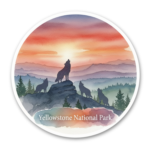 Yellowstone National Park Watercolor Vinyl Sticker