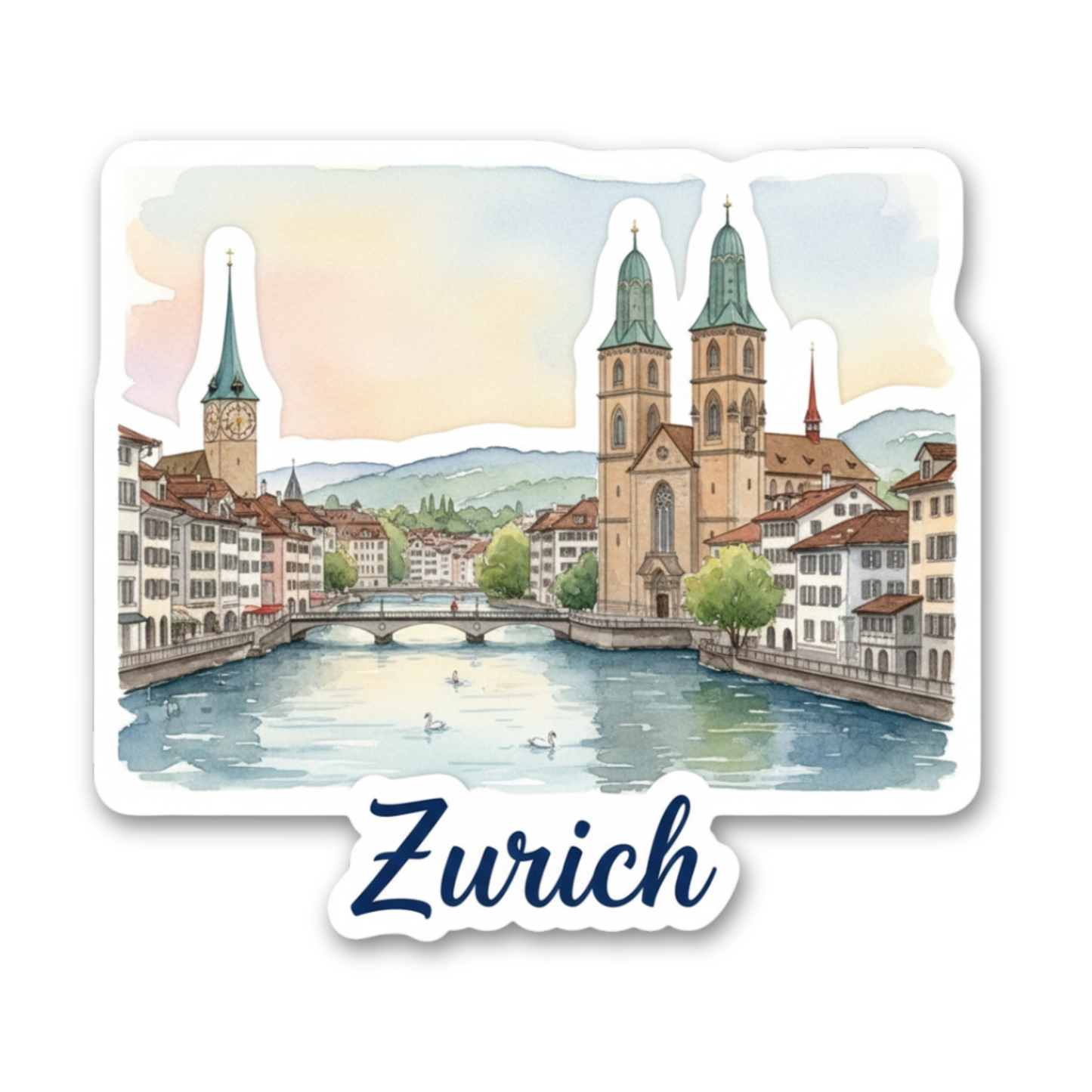 Zurich Watercolor Vinyl Sticker